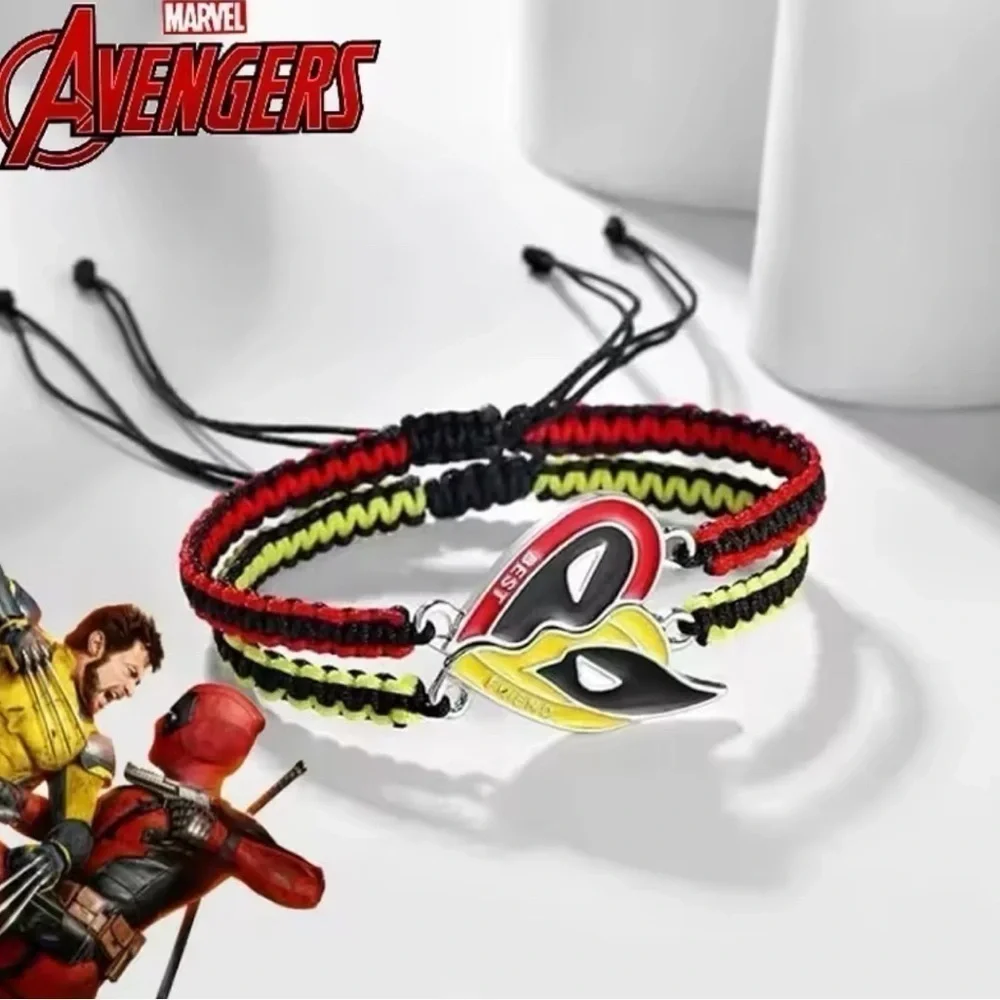 Marvel Deadpool & Wolverine BFF Woven Adjustable Bestie Friendship Bracelet